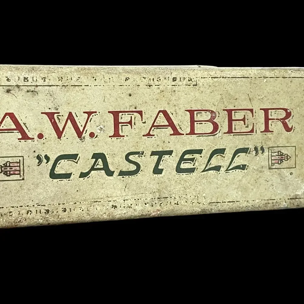 AW Faber Castell Pencil Tin Case Box Vtg Metal Germany EMPTY Draw Drafting READ